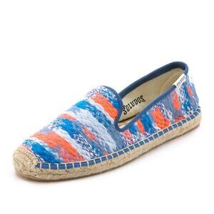 Soludos Malhia Kent x Soludos Tweed Smoking Slipper Blue Espadrilles Sz 10